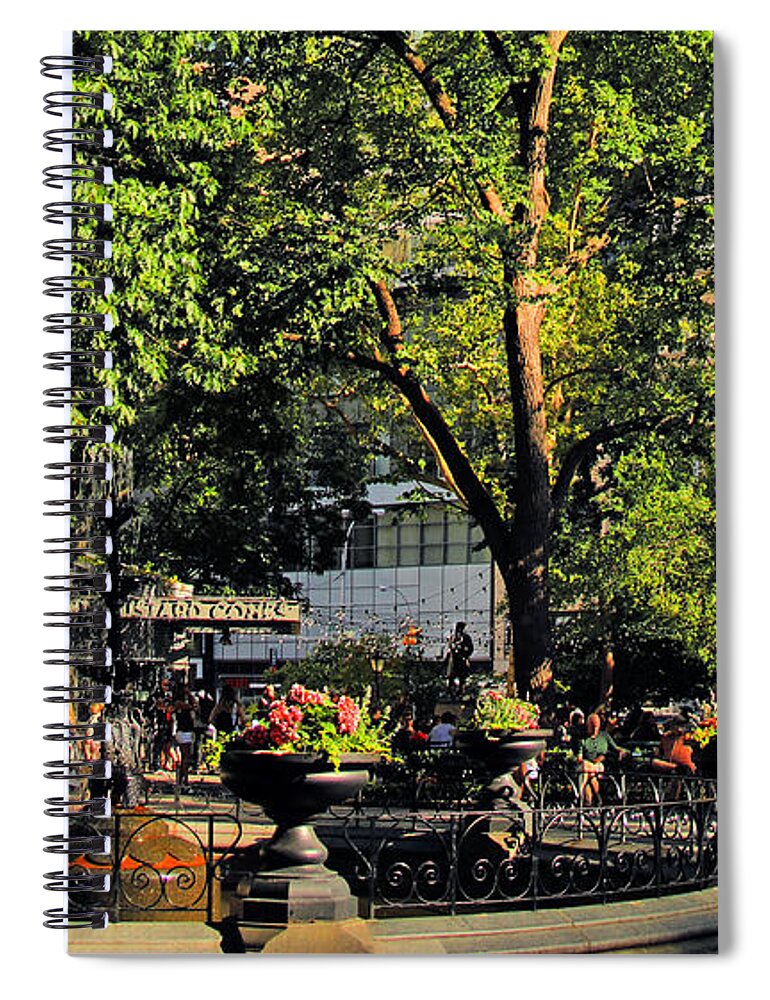 Fountain Spiral Notebook featuring the photograph Madison Square Park Summer No.2 - A New York Impression by Steve Ember