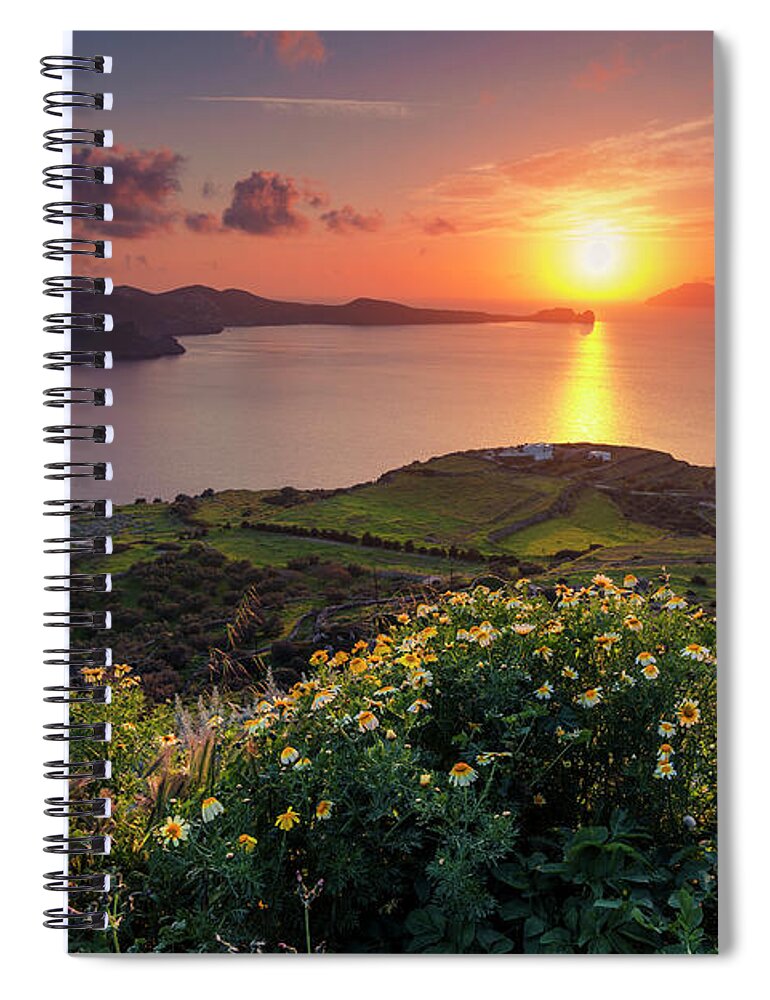 Aegean Sea Spiral Notebook featuring the photograph Magnificent Greek Sunset by Evgeni Dinev