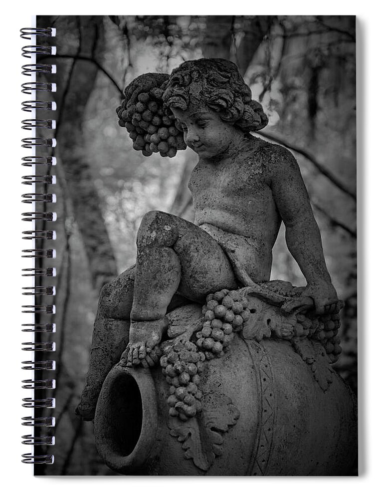 Garden Spiral Notebook featuring the photograph Magnolia Garden Statue by Jon Glaser
