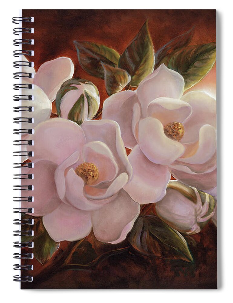 Magnolia Spiral Notebook featuring the painting Magnolia Sunrise by Lynne Pittard