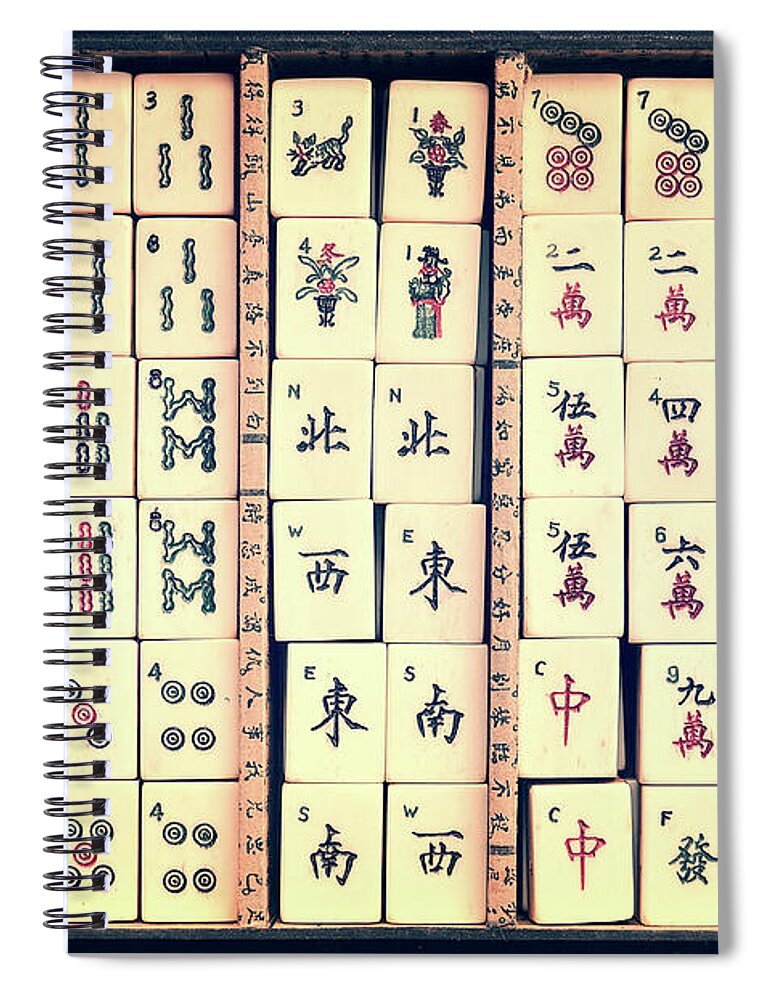 Mahjong Spiral Notebook featuring the photograph Mahjong game by Delphimages Photo Creations