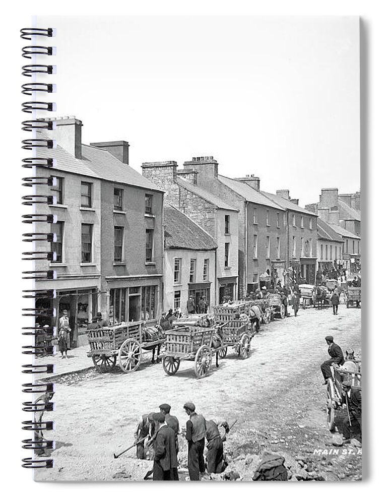 Nature Spiral Notebook featuring the painting Main Street in Roscommon Town, ca. 1903 by Robert French by Celestial Images