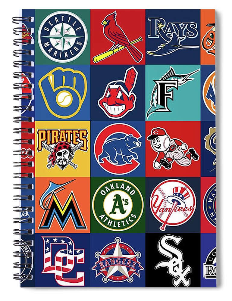 Mlb Spiral Notebook featuring the mixed media Major League Baseball Background Logo Teams by Movie Poster Prints