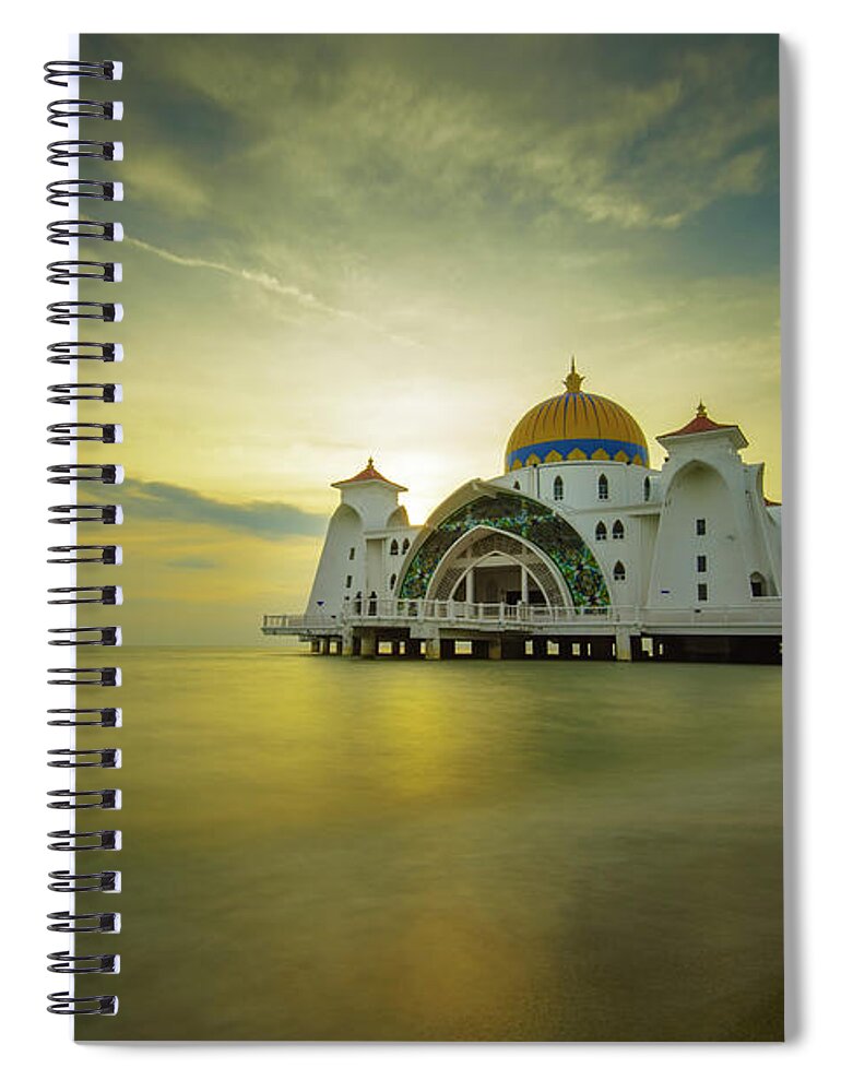 Tranquility Spiral Notebook featuring the photograph Malacca Straight Mosque by Image By Royce Ramirez