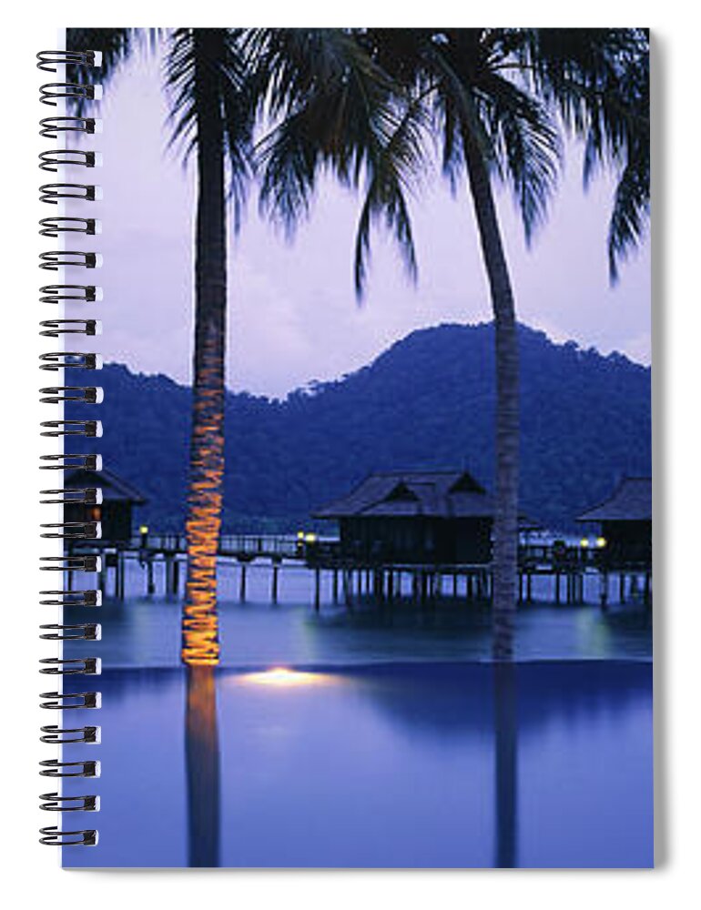 Fan Palm Tree Spiral Notebook featuring the photograph Malaysia, Pangkor Laut Island, Dusk by Peter Adams