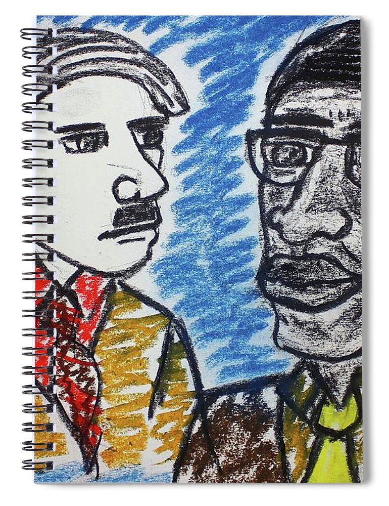 Charcoal Spiral Notebook featuring the pastel Malcolm and Adolf by Odalo Wasikhongo