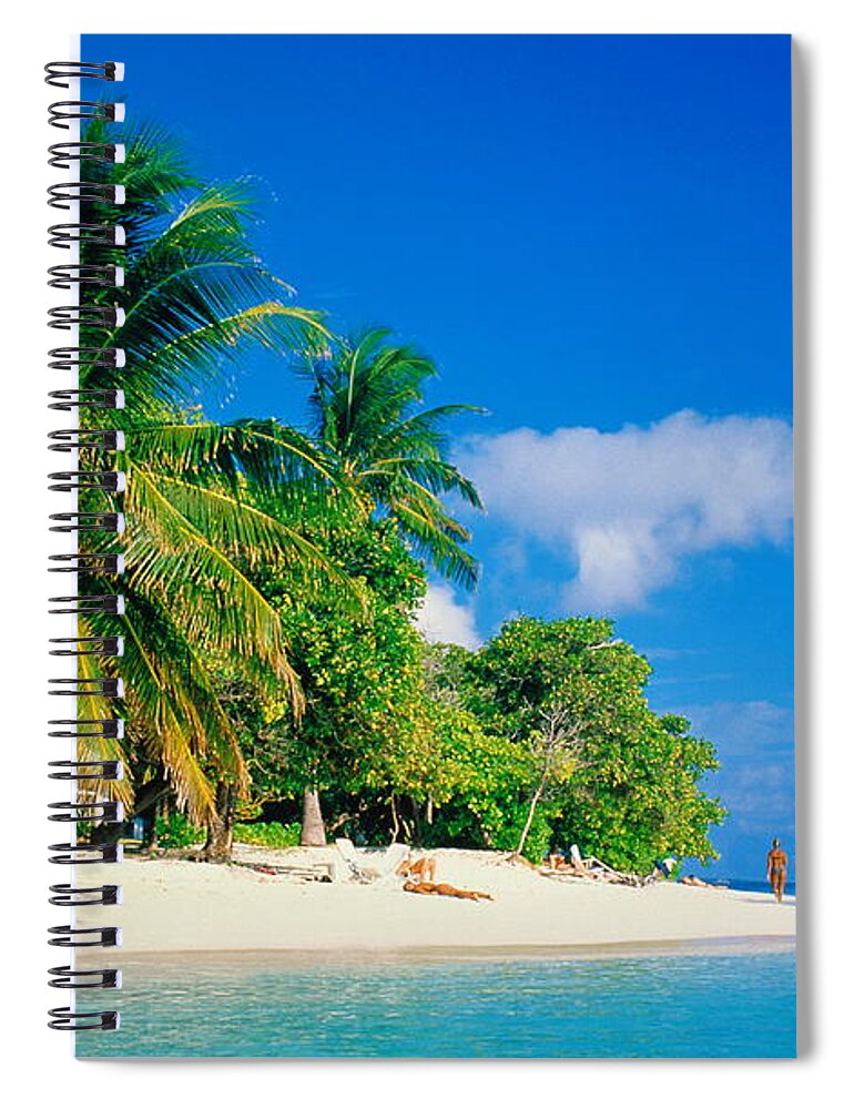 Water's Edge Spiral Notebook featuring the photograph Maldives, Bandos, Bathers On Beach And by John Lamb