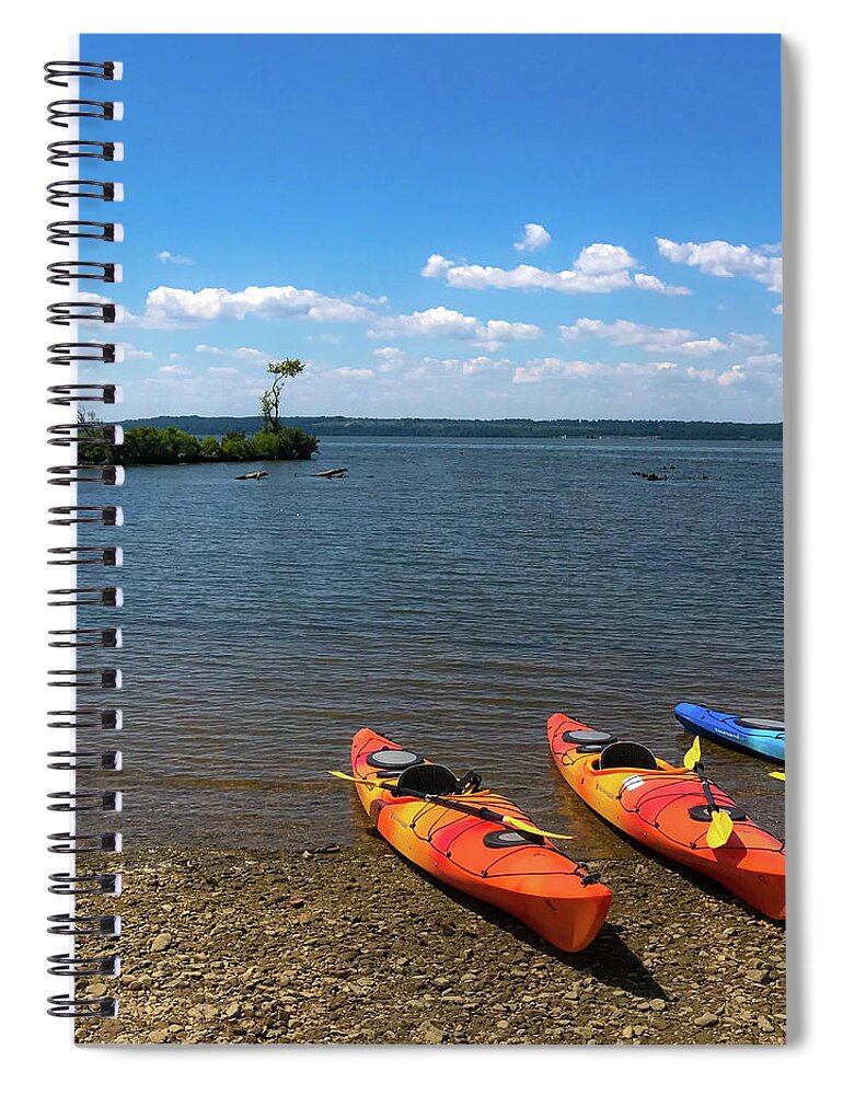 Mallows Bay Spiral Notebook featuring the photograph Mallows Bay and Kayaks by Lora J Wilson