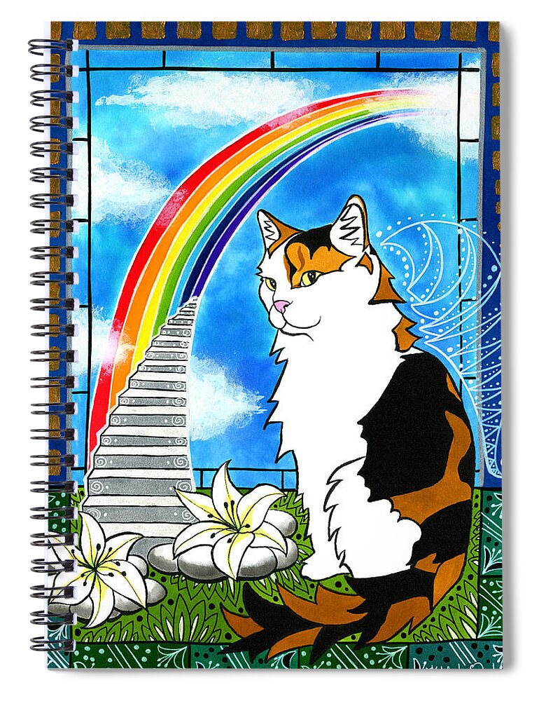 Tortoiseshell Cat Spiral Notebook featuring the painting Mama Turtle - Cat Painting by Dora Hathazi Mendes