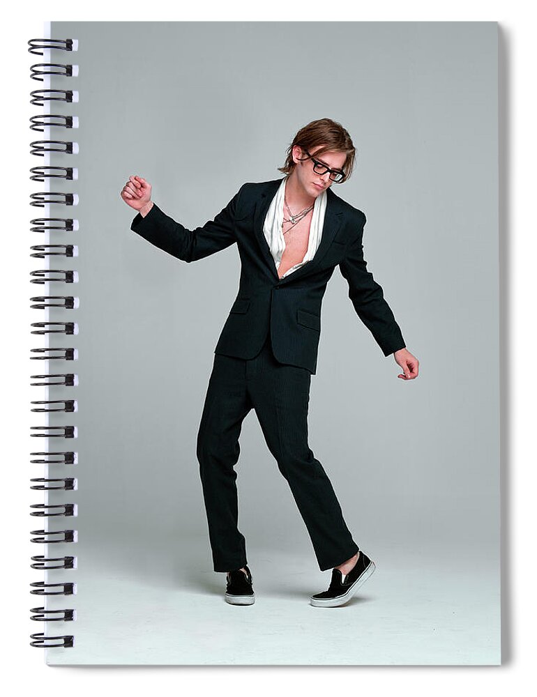 Cool Attitude Spiral Notebook featuring the photograph Man Dancing by Ray Kachatorian