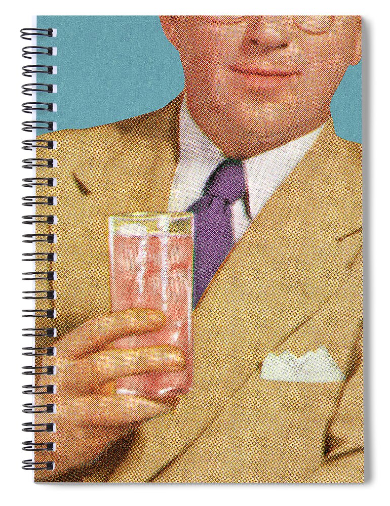 Accessories Spiral Notebook featuring the drawing Man Holding Pink Drink by CSA Images
