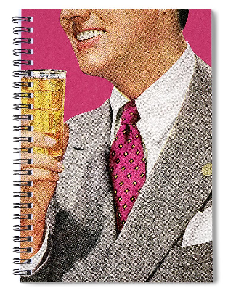 Accessories Spiral Notebook featuring the drawing Man in Grey Suit Holding Drink by CSA Images