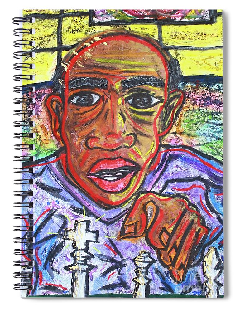 Ink Spiral Notebook featuring the drawing Man Playing Chess by Odalo Wasikhongo