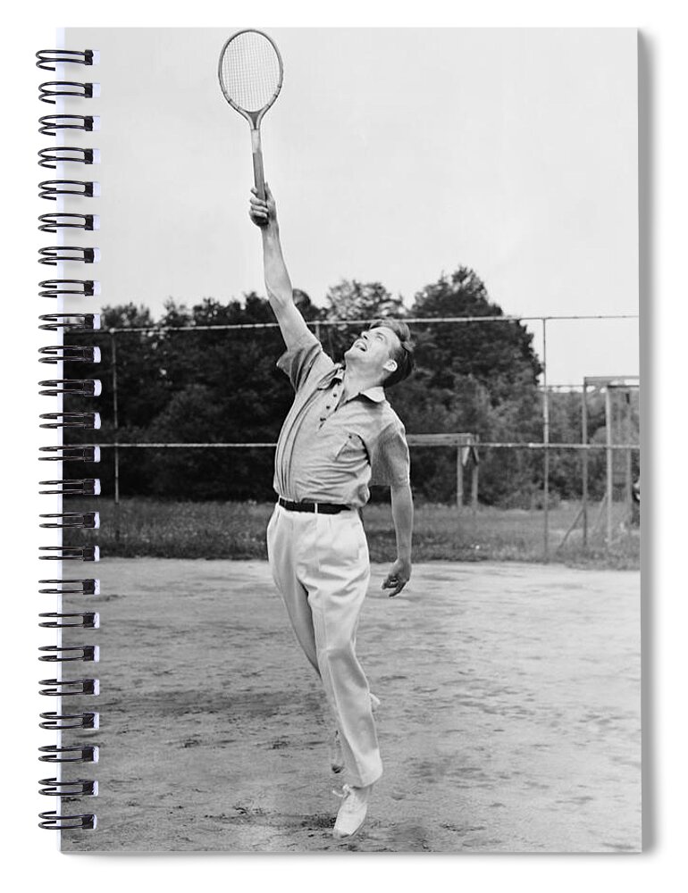 Tennis Spiral Notebook featuring the photograph Man Playing Tennis by George Marks