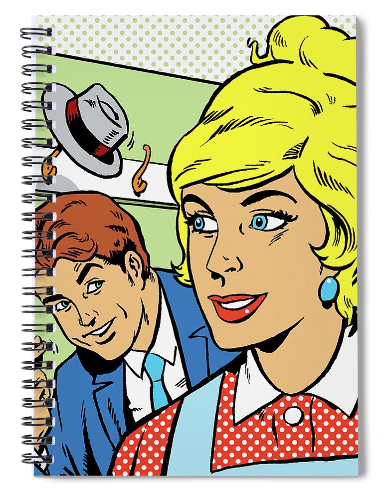 Expertise Spiral Notebook featuring the digital art Man Showing Off Behind A Woman By by John Richardson