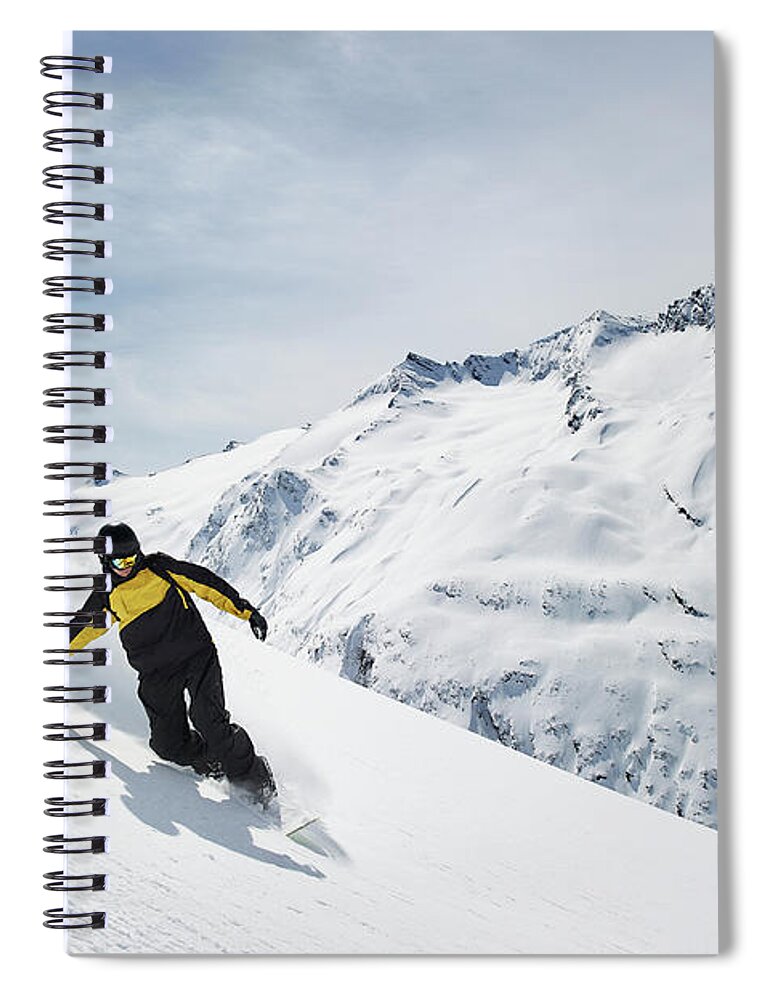 People Spiral Notebook featuring the photograph Man Snowboarding by Adie Bush