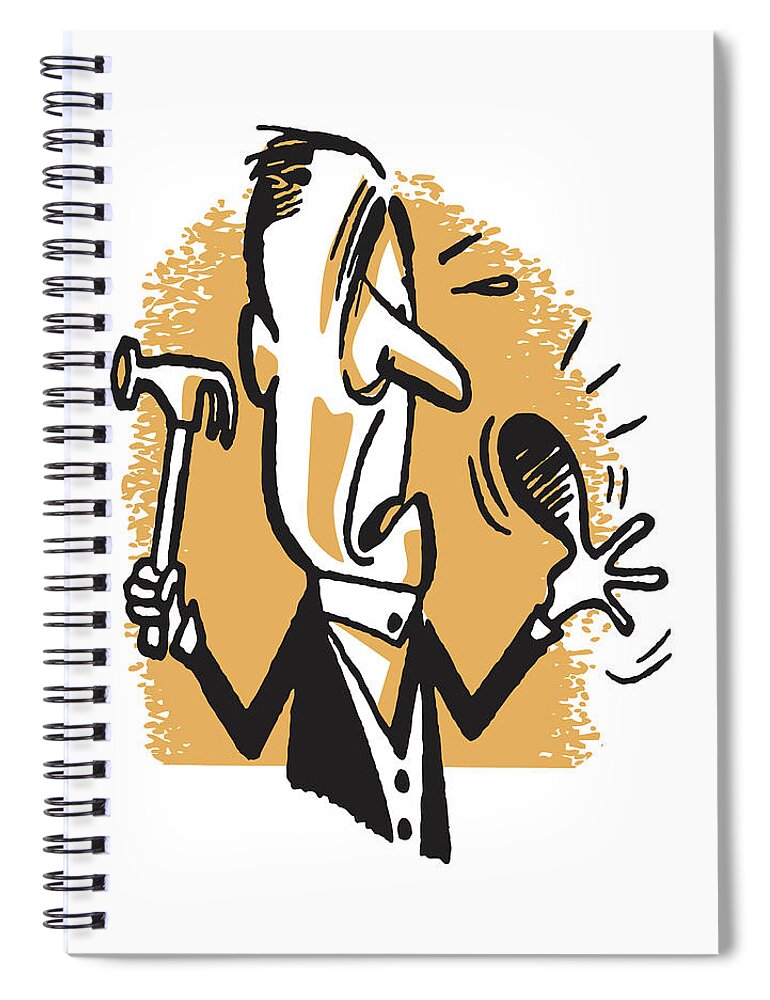 Accident Spiral Notebook featuring the drawing Man Who Struck His Thumb with Hammer by CSA Images