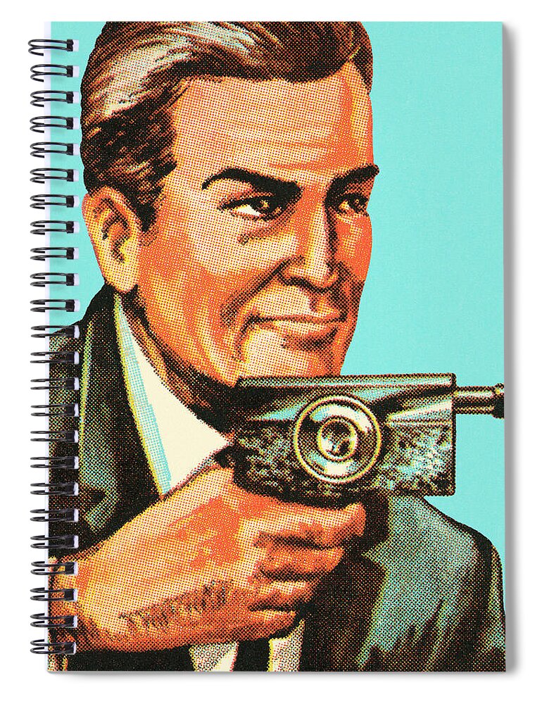 Adult Spiral Notebook featuring the drawing Man with Spy Gun Camera by CSA Images