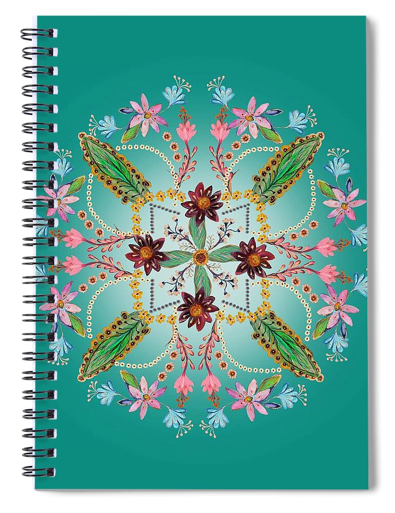 Mandala Spiral Notebook featuring the digital art Mandala flowering series #1. Ultramarine by Elena Kotliarker