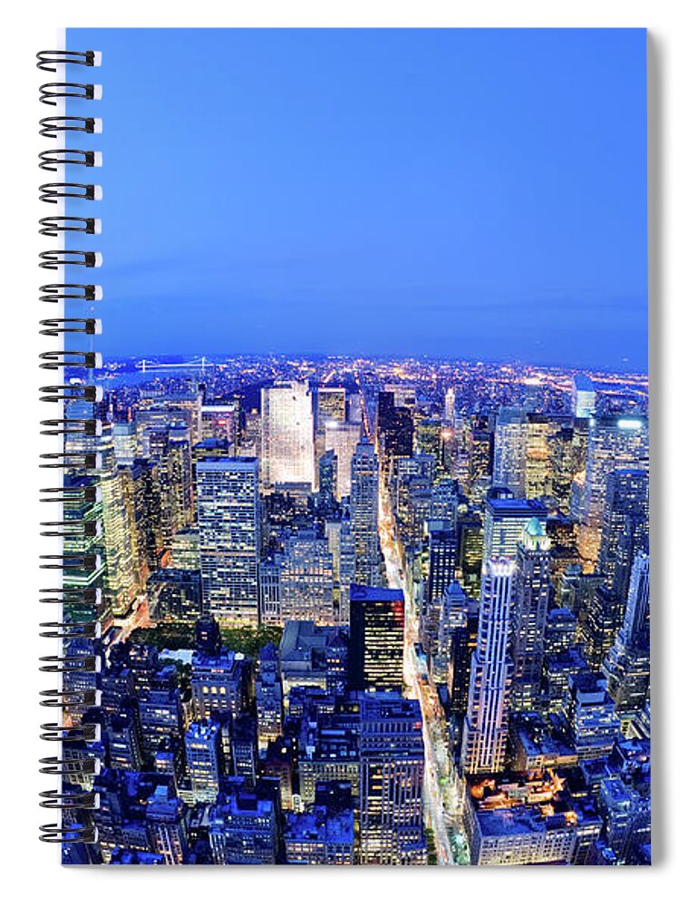 Downtown District Spiral Notebook featuring the photograph Manhattan At Night by Nikada