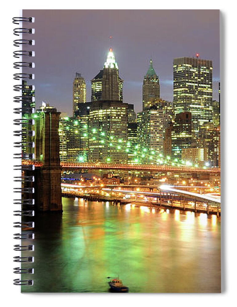Panoramic Spiral Notebook featuring the photograph Manhattan Skyline by Sean Pavone