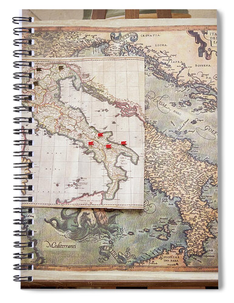 Adventure Spiral Notebook featuring the photograph Map Of Italy by Alberto Guglielmi