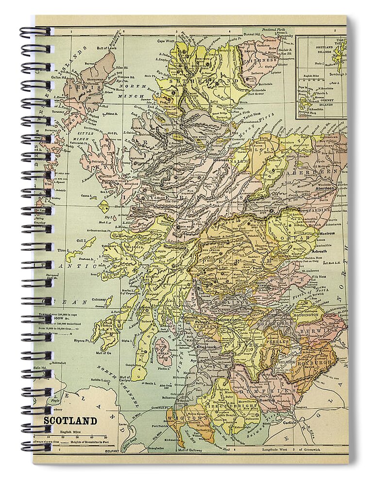 Vertical Spiral Notebook featuring the digital art Map Of Scotland 1883 by Thepalmer