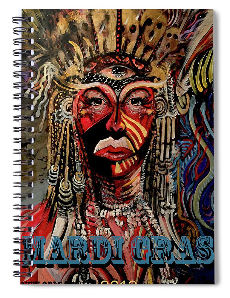 Mardi Gras 2019 Spiral Notebook featuring the painting Mardi Gras 2019 by Amzie Adams
