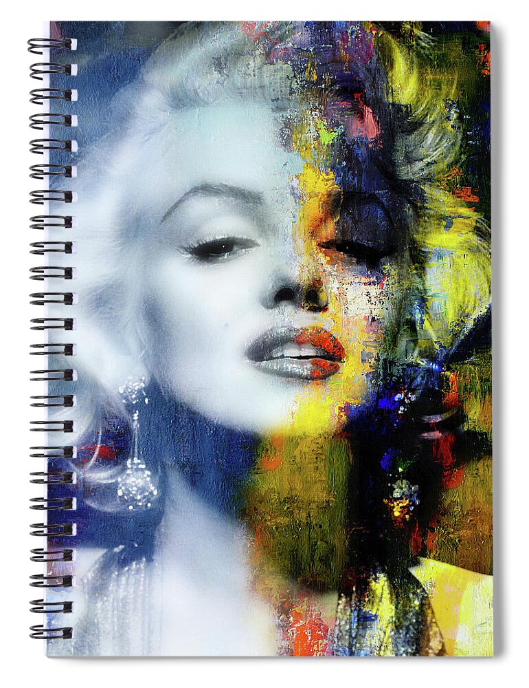 Marilyn Spiral Notebook featuring the mixed media Marilyn Duality by Mal Bray