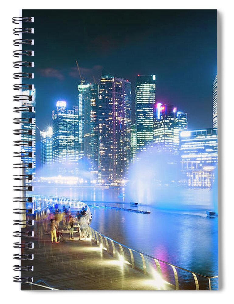 Outdoors Spiral Notebook featuring the photograph Marina Bay Light Show, Singapore by John Harper