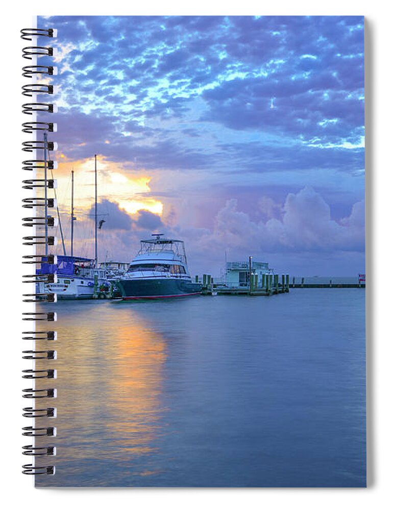 Boats Spiral Notebook featuring the photograph Marina in the Morning by Christopher Rice