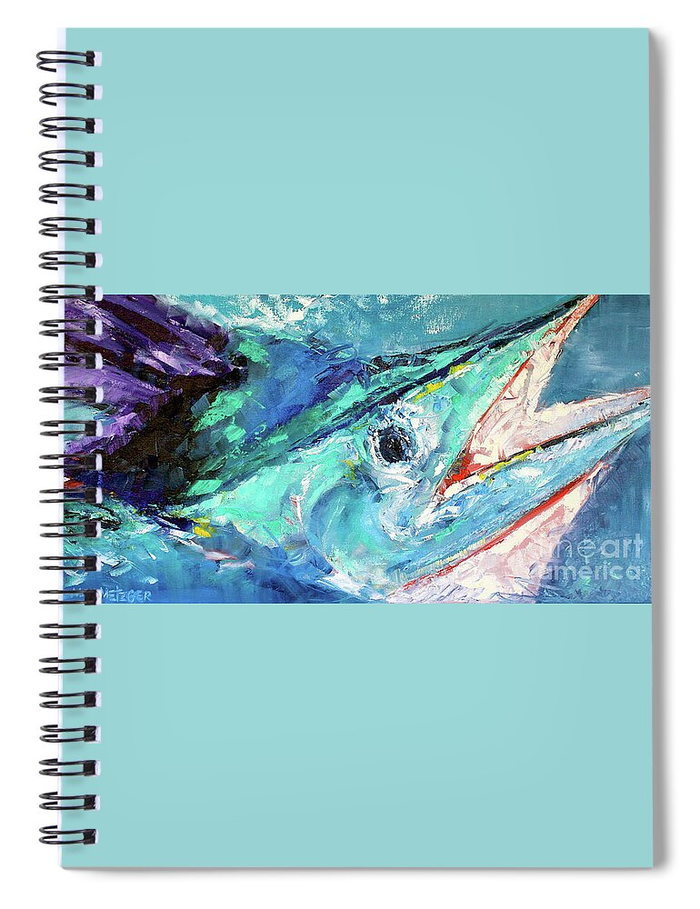 Marlin Spiral Notebook featuring the painting Marlin Three by Alan Metzger