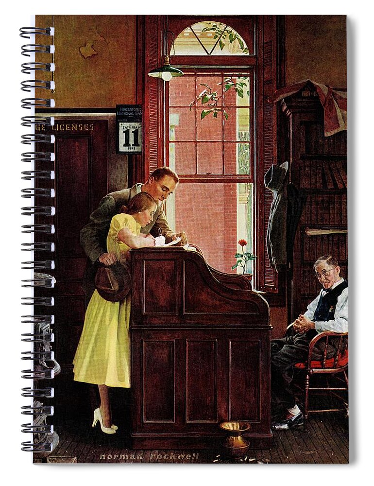 Clerks Spiral Notebook featuring the painting Marriage License by Norman Rockwell