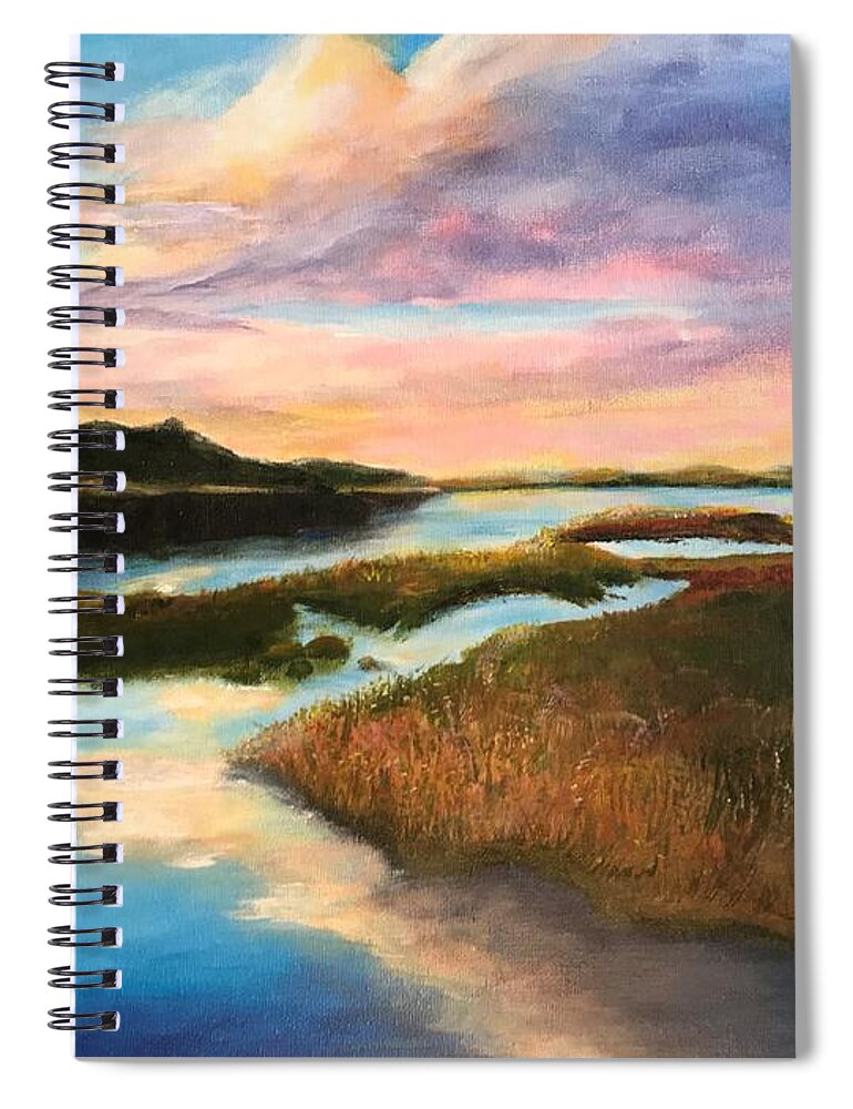 Marsh Spiral Notebook featuring the painting Marsh Reflections by Deborah Naves