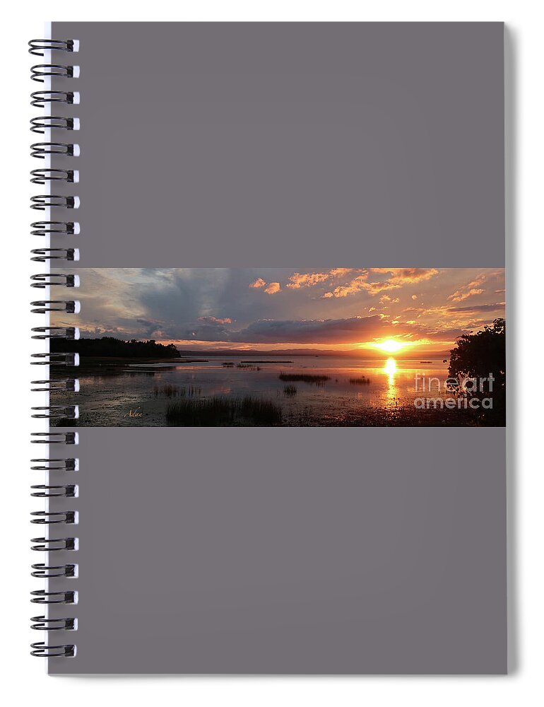 Sunset Reflections On Water Spiral Notebook featuring the photograph Marshland Sunset With Reflections The Island Line Trail Vermont Panorama by Felipe Adan Lerma