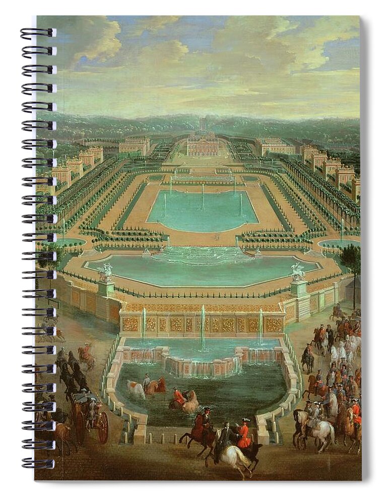 Pierre Denis Martin Spiral Notebook featuring the painting MARTIN, PIERRE DENIS Overall view of the Chateau de Marly,designed by J.H.Mansart 1677-1688. by Pierre Denis Martin