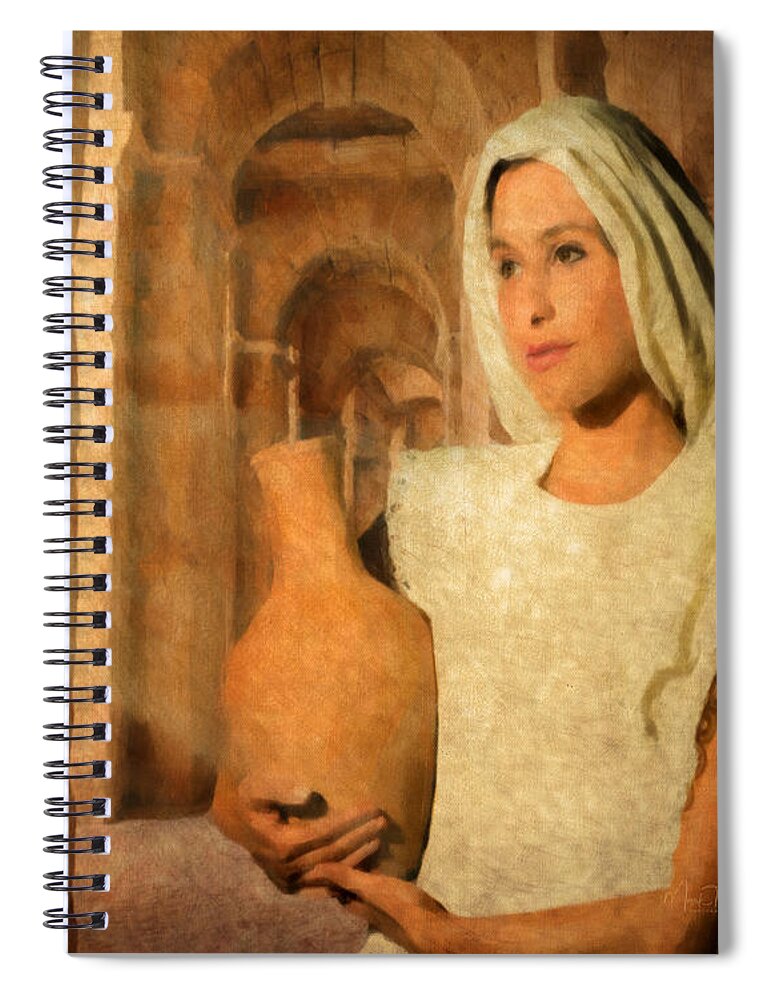 Mary Spiral Notebook featuring the digital art Mary by Mark Allen