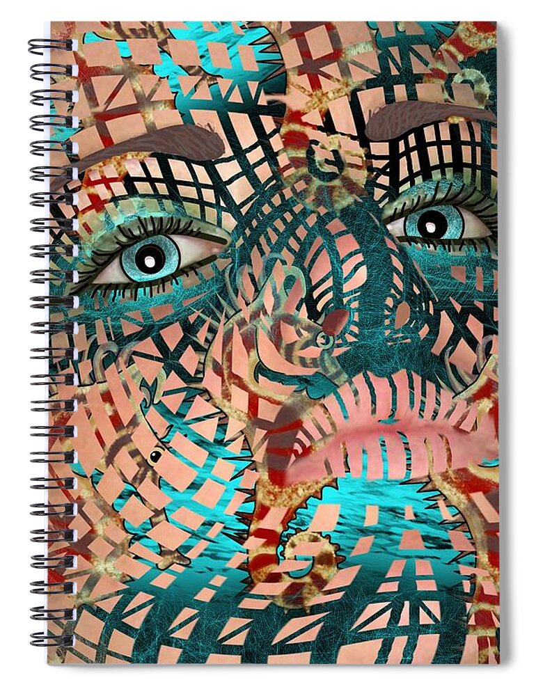 Dreaming Of The Sea Spiral Notebook featuring the mixed media Mask Dreaming of the Sea by Joan Stratton