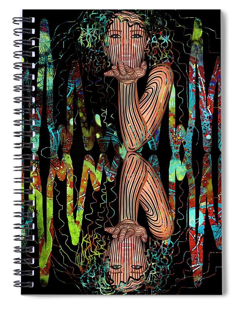 Mask Spiral Notebook featuring the mixed media Mask On My Frequency by Joan Stratton