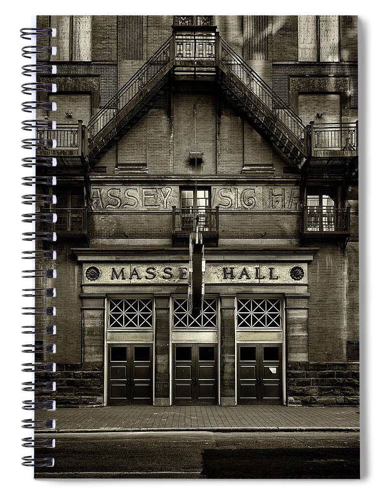 Brian Carson Spiral Notebook featuring the photograph Massey Hall No 1 Toned Version by Brian Carson