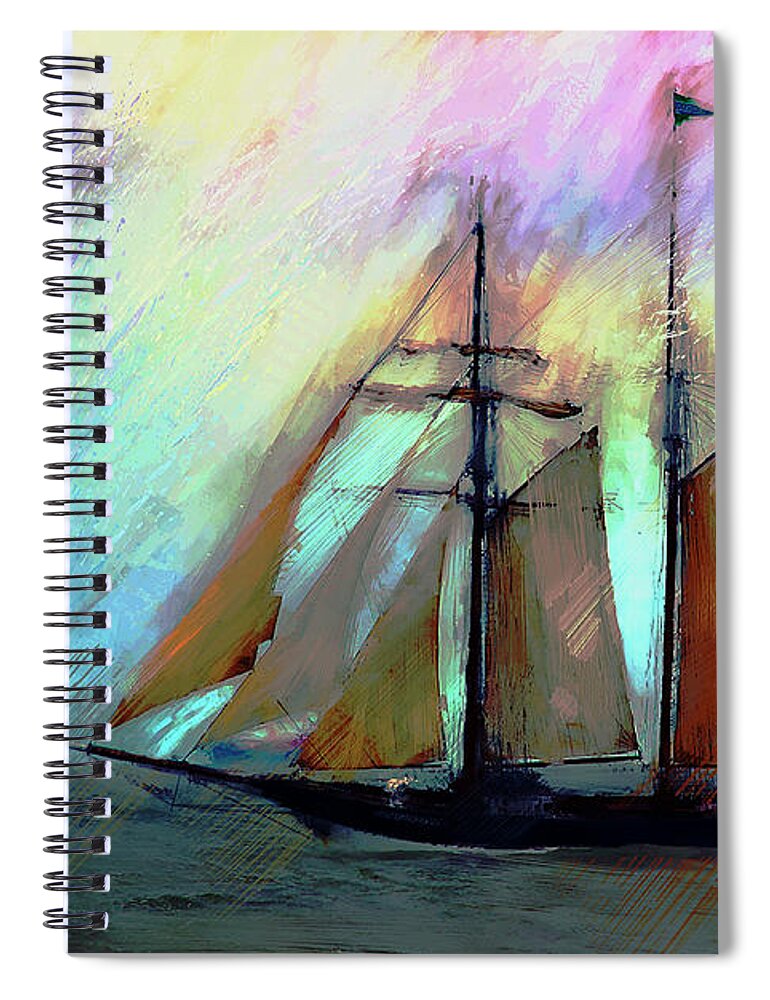 Schooner Spiral Notebook featuring the photograph Masted Schooner II by GW Mireles
