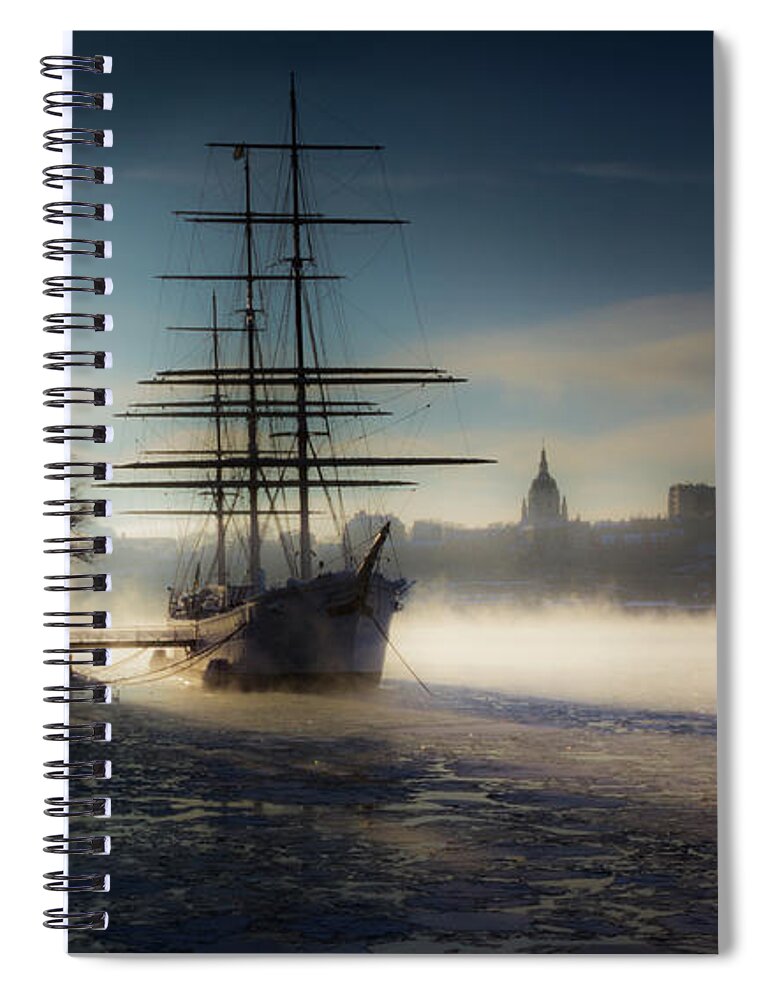 Tranquility Spiral Notebook featuring the photograph Masts In The Mist by Andrew Turner