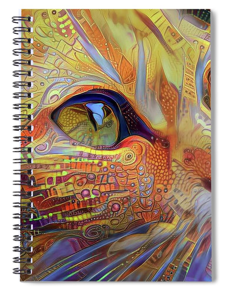 Cat Spiral Notebook featuring the digital art Max the Ginger Cat by Peggy Collins