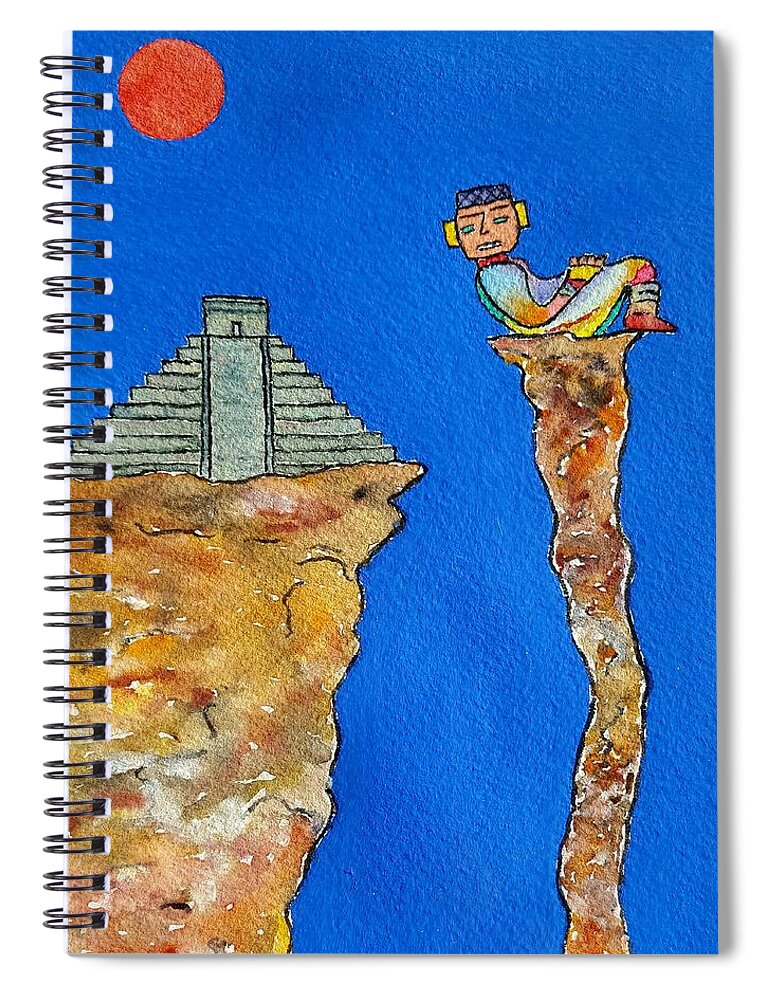 Watercolor Spiral Notebook featuring the painting Mayan Sun Lore by John Klobucher