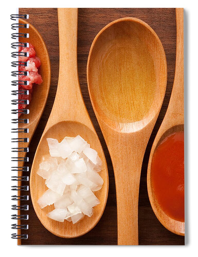 Italian Food Spiral Notebook featuring the photograph Meat And Tomato Sauce Ingredients by Fotografiabasica