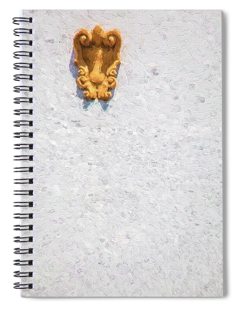 Wall Sconce Spiral Notebook featuring the photograph Medieval Yellow Wall Sconce by David Letts