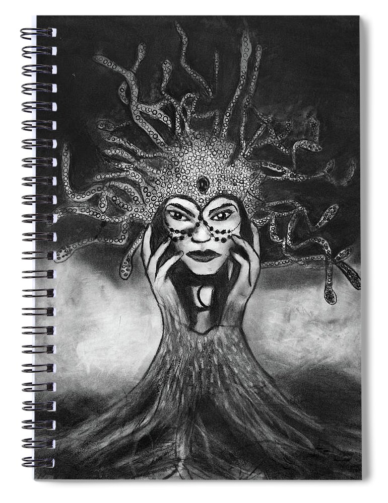 Medusa Spiral Notebook featuring the drawing Medusa by Nadija Armusik