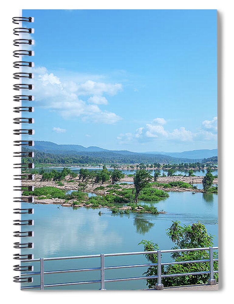 Scenic Spiral Notebook featuring the photograph Mekong River and Laos in the Distance DTHU0988 by Gerry Gantt