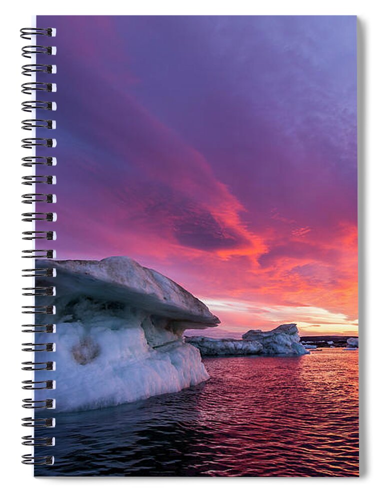 Scenics Spiral Notebook featuring the photograph Melting Sea Ice At Sunset, Hudson Bay by Paul Souders