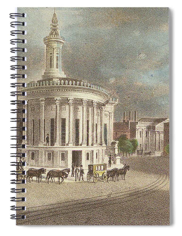 Merchants Exchange Spiral Notebook featuring the drawing Merchants Exchange, 1838 by J C Wild